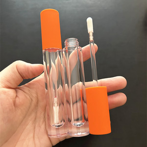 ISMAN Tubo de Brillo <span class=keywords><strong>Labial</strong></span> Redondo Mate Naranja de Alta Gama de 6 ml, Envase de Brillo <span class=keywords><strong>Labial</strong></span> de Pared Gruesa con Acabado Cristalino, Botella con Tacto de Goma y Logotipo Personalizado - Product Image 1