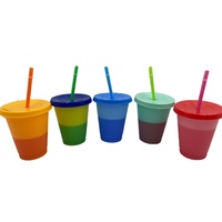 24oz 700ml Gobelets réutilisables en PP Gobelets en plastique froid à couleur changeante avec pailles