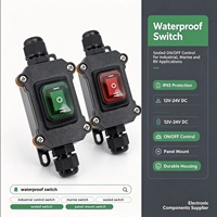 Interrupteur à bascule éclairé étanche IP65 avec boîtier 12/24V DC ON/OFF pour machines extérieures, camping-cars et applications marines