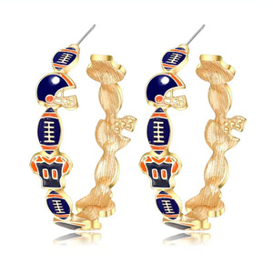 Personality Game Day Earrings Football Helmet Hoop Earrings for Women Girls <strong>Rugby</strong> Soccer Statement Earrings Accessories <strong>Gifts</strong> - Product Image 6
