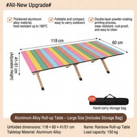 Table de camping pliante légère arc-en-ciel, portable, pour pique-niques en plein air et fêtes