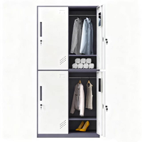 Casier en acier à 3 portes avec miroir et tringle de suspension, armoire de rangement métallique pour école et salle de sport