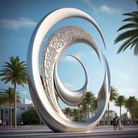 Grande sculpture urbaine créative sur mesure en acier inoxydable