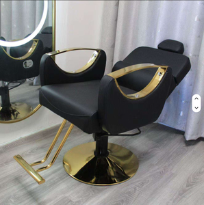Modern Leather Seat Metal Frame Reclining Barber Chair with Hydraulic Pump and <b>Adjustable</b> Footrest-Commercial Salon Furniture - Product Image 3