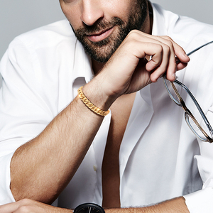 Tendance Hardcore Métal Hip Hop Hommes Chunky Bracelet De Luxe 18K Plaqué Or En Acier Inoxydable Cubain Chaîne Bracelet pour Hommes - Product Image 4