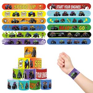 몬스터 트럭 파티 호의 KidsPapa PVC 슬랩 및 스냅 팔찌 고무 밴드 어린이 파티 - Product Image 6