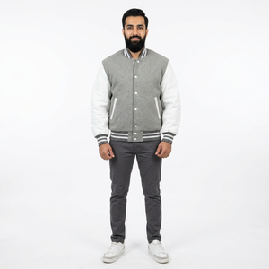 Chaqueta Varsity de Béisbol Personalizada con Logotipo Frontal, de Algodón Transpirable de Invierno, de Alta Calidad, Holgada, Informal, para Hombre - Product Image 1