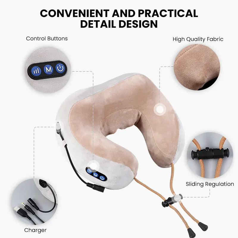 Masajeador de cuello eléctrico en forma de U almohada multifuncional portátil hombro masajeador Cervical viaje hogar coche relajación masaje almohada