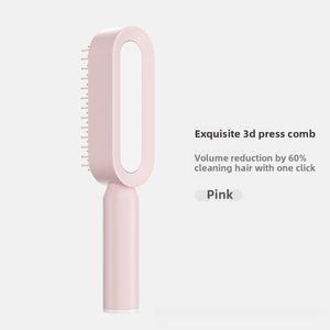 مشط شعر نسائي رائج ، جهاز إزالة تشابك تلقائي سريع التنظيف ذاتي مع نايلون سهل التنظيف - Product Image 3