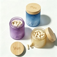 Pot en verre cosmétique cylindrique ambré vide 60ml/150ml/240ml/450ml, pot opaque pour crème, pot pour beurre corporel avec couvercle en bambou de luxe