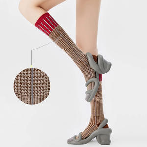 Chaussettes rétro pour femmes Robe de mollet <span class=keywords><strong>Mille</strong></span> oiseaux Plaid <span class=keywords><strong>Couleur</strong></span> Blocked Pile Chaussettes Couleurs contrastées - Product Image 2
