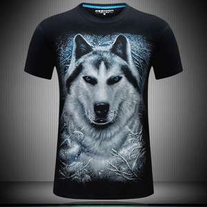 T-shirt Casual a maniche corte da <span class=keywords><strong>uomo</strong></span> con stampa 3D, effetto Stereo Cool <span class=keywords><strong>lupo</strong></span> e leone, 180 grammi, tessuto, allentato - Product Image 5