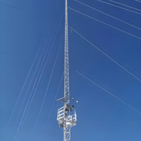 Tour de télécommunication robuste à 3 pieds avec mât guyé, galvanisée à chaud pour zones ventées, services de soudage, découpe et pliage pour stations de base