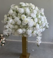 Bunga Mawar Sutra Besar Hotsale 60cm 70cm 80cm Rangkaian Bunga Putih Artificial Dekorasi Meja Pernikahan Centerpieces