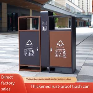 Contenedor <span class=keywords><strong>de</strong></span> <span class=keywords><strong>Basura</strong></span> Comercial, Contenedor <span class=keywords><strong>de</strong></span> Reciclaje <span class=keywords><strong>de</strong></span> Acero Inoxidable Metálico Grande, Contenedor <span class=keywords><strong>de</strong></span> <span class=keywords><strong>Basura</strong></span> <span class=keywords><strong>con</strong></span> 2 Compartimentos para Clasificación - Product Image 2