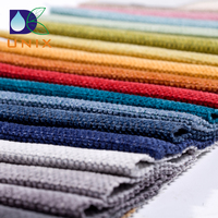 Home Textile Leinen ähnliche Polyester Sofa Stoff Plain Dyed Polsterung mit Leinen Look Warp Knitted Technik