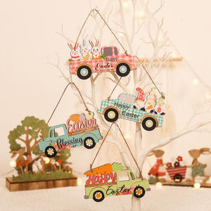 Accessori decorativi in legno UV stampati per appendere scatole in legno artigianali cartelli da parete con camion cieco vecchio cartone animato carino - Product Image 1