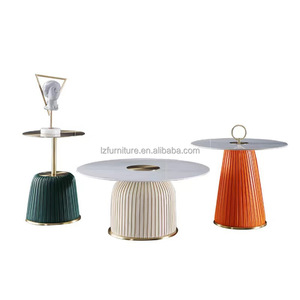 Modern Coffee <b>Tables</b> Marble Stone Top <b>Gold</b> Metal Sculptural Base Round Center <b>Table</b> Round <b>Side</b> <b>Table</b> Home Hotel Lobby Furniture - Product Image 1