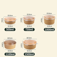 AT PACK EU SA US Gobelet rond en papier personnalisé 1000ml 1300ml Saladier Contenants jetables pour emballage alimentaire Saladier en papier