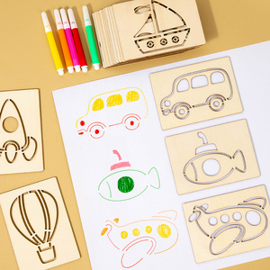 Pizarra de Dibujo de Madera <span class=keywords><strong>Montessori</strong></span> Personalizada, Plantilla de Dibujo de Animales de Dibujos Animados, Bolígrafo de Dibujo Hueco, Juguetes Educativos de Entrenamiento para Niños - Product Image 3
