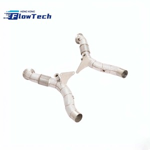 ท่อดาวน์ไปป์แบบไหลสูง 304 SS พร้อมแผ่นกันความร้อนสำหรับ Ferrari F8 3.9T V8 เพิ่มประสิทธิภาพ - Product Image 3