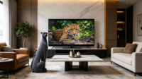 Estatua de leopardo de resina flocado para decoración del hogar, juguete artístico de leopardo de gran tamaño