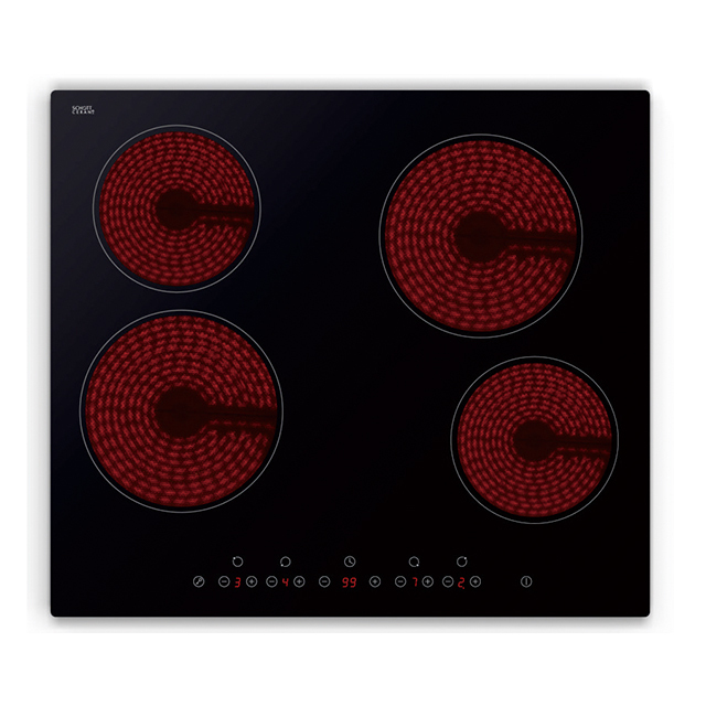 60cm Infrared Cooker 4 Cooking Zones 9 Power Levels Touch Control Built-in Glass Ceramic Hob