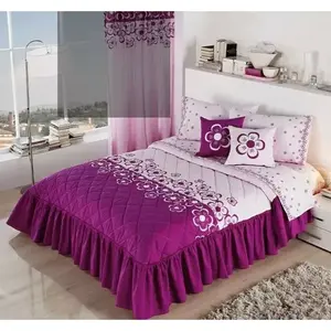 Juego de Edredón Magenta Floreta, Tamaño Doble, Diseño Floral, Estilo Princesa con Volantes, Ropa de Cama para Toda Temporada - Product Image 3