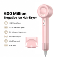 Nouveau sèche-cheveux professionnel 1400W à séchage rapide, 110 000 tr/min, 600 millions d'ions négatifs, pour usage mondial en salon