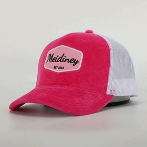 Casquette Trucker en Velours à 5 Panneaux Personnalisée avec Logo Brodé de Haute Qualité, Visière Courbée, Casquette Snapback en Maille Tendance - Product Image 6