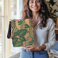 Housse de Bible personnalisée avec imprimé botanique tropical Taro Fale Weave et fermeture éclair, idéale pour les voyages quotidiens, l'église, le shopping et les cadeaux
