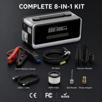 8-in-1 Jump Starter 2500A Peak 10000mAh Power Bank Car Vacuum 6000Pa Air Pump Blower Tire Inflator Wholesale Factory