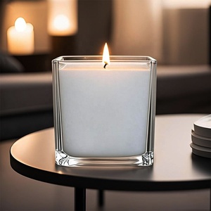 FENGJUN Luxury Customizable Glass <strong>Candle</strong> Jars Soy Wax Empty Square Container for Christmas and Valentine's Day - Product Image 1