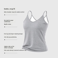 Débardeur Camisole Sans Coutures en Gros avec Coussinets de Soutien-Gorge Intégrés pour Femme, Col en V, Sans Manches, Couleur Unie, Longueur Longue, Gilet d'Été
