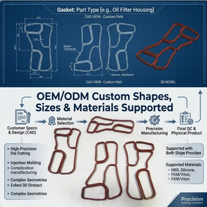 Joints d'étanchéité de précision pour moteur en matériau FKW rouge moulé sur mesure avec languettes de positionnement, coupés sur mesure, fournis directement par l'usine du Guangdong - Product Image 3