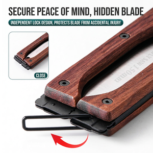 Scie à main pliable avec manche en bois, bord dentelé en acier inoxydable, design compact pour le camping en plein air - Product Image 3