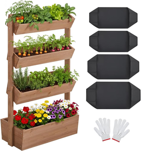 Jardinière carrée écologique simple à 4 niveaux en bois de sapin <span class=keywords><strong>pour</strong></span> plantes verticales - Product Image 1