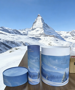 Emballage cylindrique pour tasse de montagne enneigée, boîte cadeau, emballage cylindrique en papier épais et rigide pour tasse à whisky, antichoc et incassable - Product Image 4