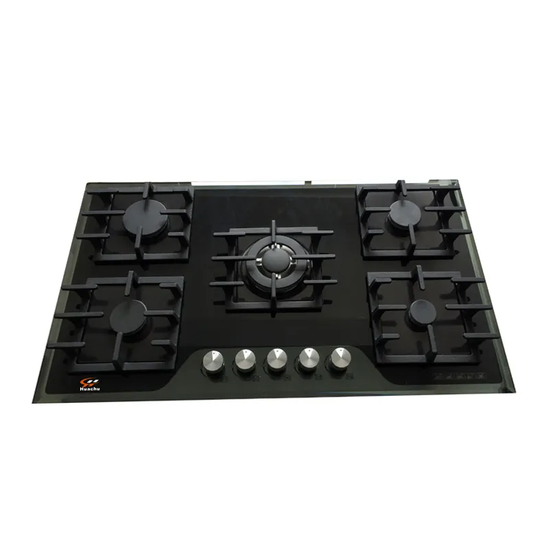 Best Selling 5 Burner Cooktop Tempered Glass Panel built in Gas Hob