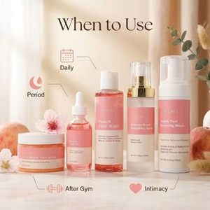 Kit Íntimo Portátil con Aroma a Melocotón de Marca Privada OEM: Mousse, Gel Exfoliante, Aceite y <span class=keywords><strong>Spray</strong></span> para Viaje - Product Image 1