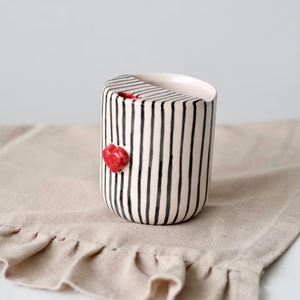 Taza de Viaje de Cerámica a Rayas al por Mayor, Taza de Café Hecha a Mano para Llevar - Product Image 3