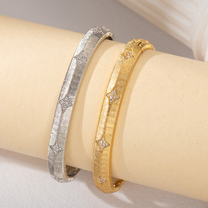 Four Pointed Star Brushed Snowflake Bangle Gold And Silver <b>Copper</b> Jewelry Wedding Fashion <b>Bracelet</b> - Product Image 4