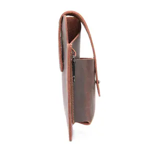 Retro Genuine Leather Men Belt Case Bag Mobile Cell Phone Multifunction Waist Pouch With Keychain ID Cards Holder