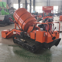 Mini Bétonnière sur Chenilles avec Godet Autochargeur 800L, Malaxeur à Ciment Mobile pour Travaux Routiers et Agricoles, Prix Usine
