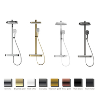 Ensemble de douche thermostatique multifonctionnel Homeshow noir mat avec affichage numérique LED, touches piano, en laiton et céramique, pour eau chaude et froide, effet pluie