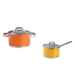 Customizable Stainless Steel Kitchenware Set Double Handle Cooking Pot And Saucepan