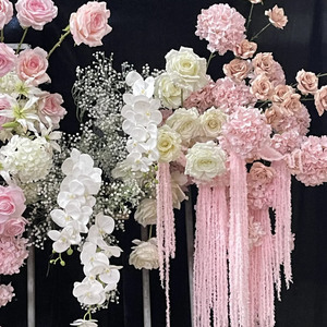 Fleurs artificielles en soie rose pour décoration de cérémonie de mariage, fausses hortensias, dendrobiums, roses, lys, <span class=keywords><strong>palette</strong></span> de rose douce - Product Image 4