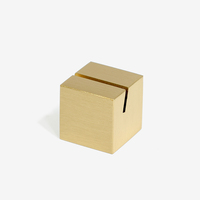 BECORA Porte-cartes de table en laiton mat satiné, forme cube moderne 25x25x25mm, durable et simple, avec logo personnalisé