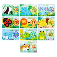 Rompecabezas de Madera con Diseño de Animales de Dibujos Animados, con Reloj, Pizarra para Dibujar, Juguetes Educativos Montessori para Niños, con Certificación CPC, CE y EN71