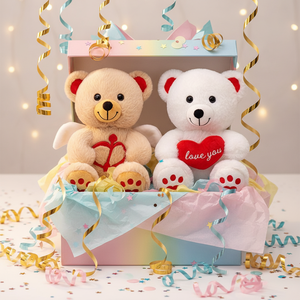 Ours en peluche blanc <span class=keywords><strong>de</strong></span> 9 pouces avec ailes étreintes Coeur brodé rouge Ours en peluche marron tenant l'<span class=keywords><strong>arc</strong></span> et la flèche <span class=keywords><strong>de</strong></span> <span class=keywords><strong>Cupidon</strong></span> en coton - Product Image 1